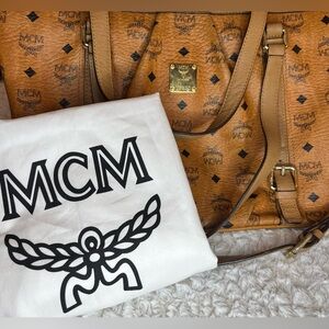 Authentic MCM Cognac Visetos 2 way Bag